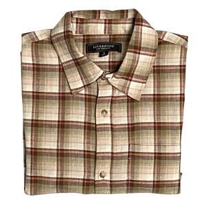 Liverpool Los Angeles Shirt Men's Small Casual Button-Up Shirt Brown Gingham NEW